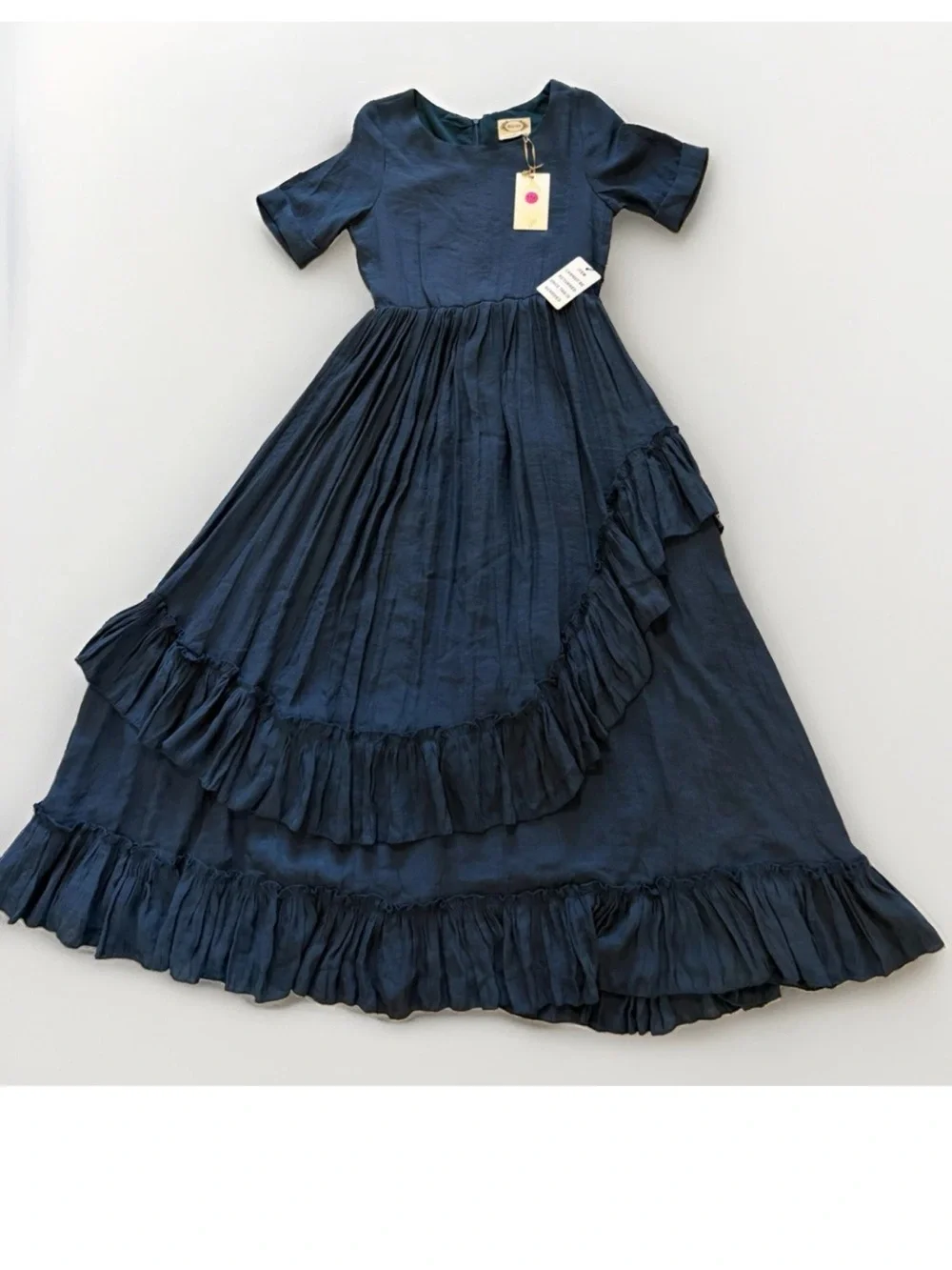 NWT Joyfolie Mia Joy Teen Girl Boho Lace Tiered Cedrica Maxi Dress Blue Sz 14